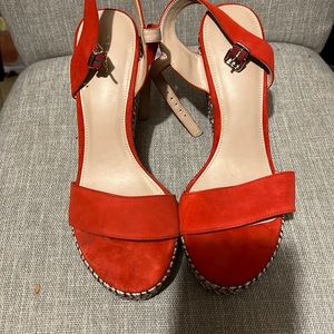 Aldo red ladies platform sandals with wedge heel. Size 10